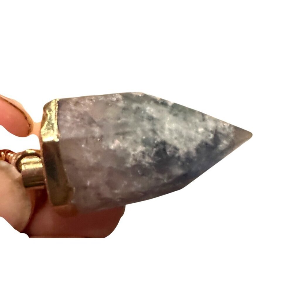 Handmade Crystal Point Pendant Necklace With Multicolor Beaded Chain & Gold - Picture 8 of 10